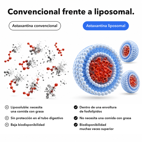 Extracto de Astaxantina Liposomal: Convencional frente a liposomal