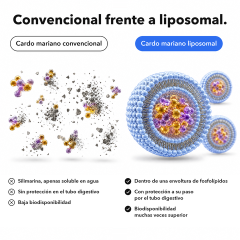 Extracto de Cardo Mariano Liposomal: Convencional frente a liposomal