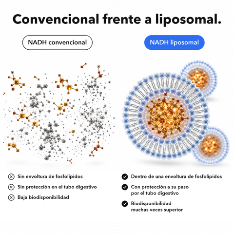NADH Liposomal: Convencional frente a liposomal