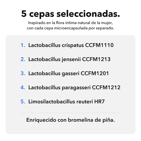 Íntima Probióticos Microencapsulados: 5 cepas seleccionadas