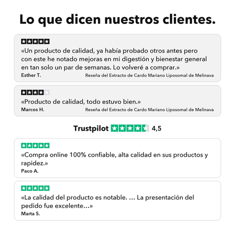 Extracto de Cardo Mariano Liposomal: Lo que dicen nuestros clientes