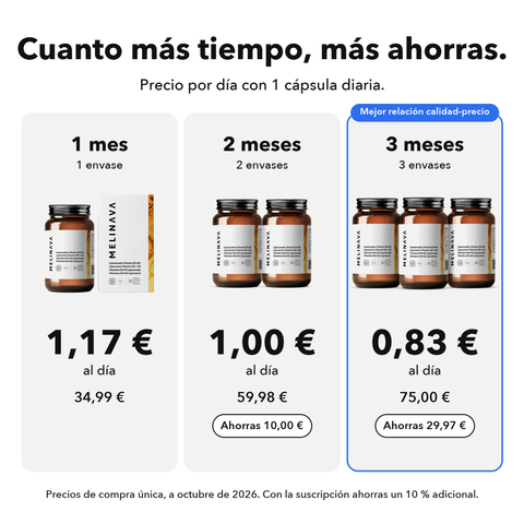 Vitamina D3+K2 Liposomal (Cápsulas): Cuanto más tiempo, más ahorras