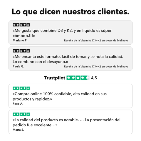 Vitamina D3+K2 Liposomal: Lo que dicen nuestros clientes