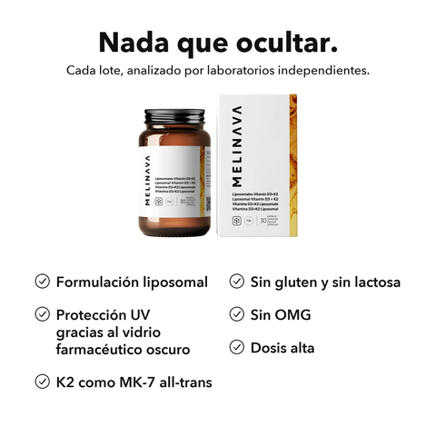 Vitamina D3+K2 Liposomal (Cápsulas): Nada que ocultar